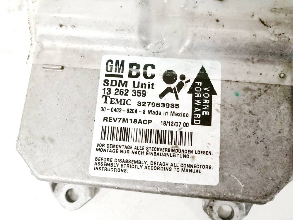13262359 Opel Corsa 2008 Airbag crash sensors module - Thumbnail 3