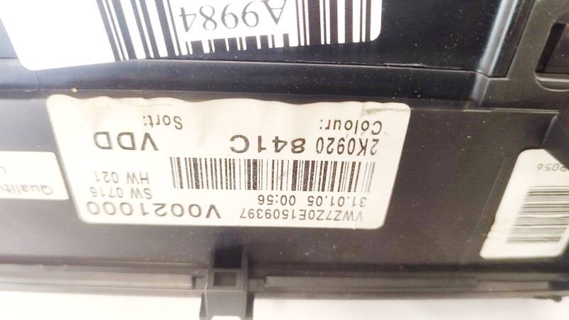 2K0920841C Volkswagen Caddy 2005 Speedometers - Cockpit - Speedo Clocks Instrument - Thumbnail 3