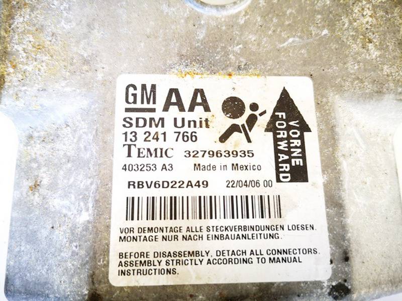 13241766 Opel Zafira 2007 SRS gaisa spilvena dators – gaisa spilvenu vadības bloks - Thumbnail 2