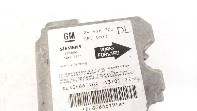 24416703DL Opel Astra 2001 Airbag crash sensors module - Thumbnail 2
