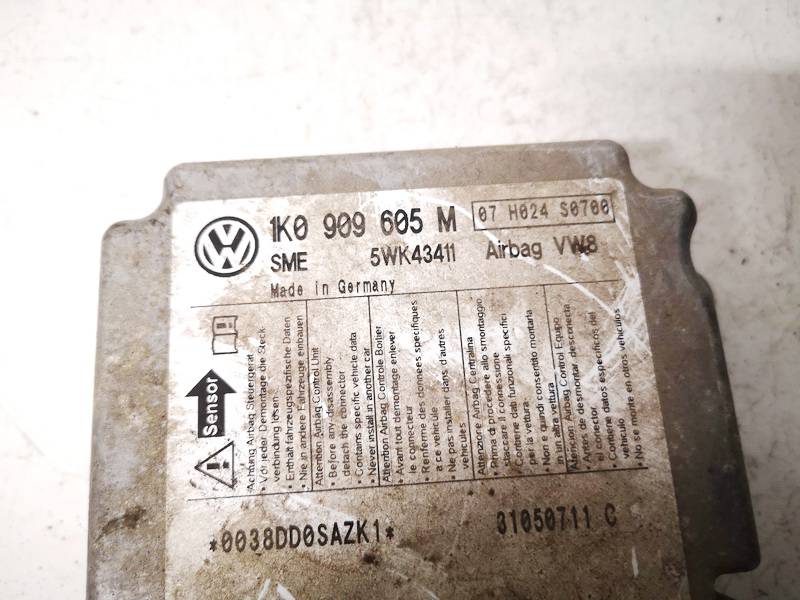 1K0909605M Skoda Octavia 2005 SRS AIRBAG KOMPIUTERIS - ORO PAGALVIU VALDYMO BLOKAS - Thumbnail 2