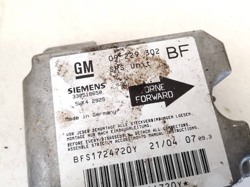 09229302BF Opel Astra 2004 CENTRALITA AIRBAG - Thumbnail 2