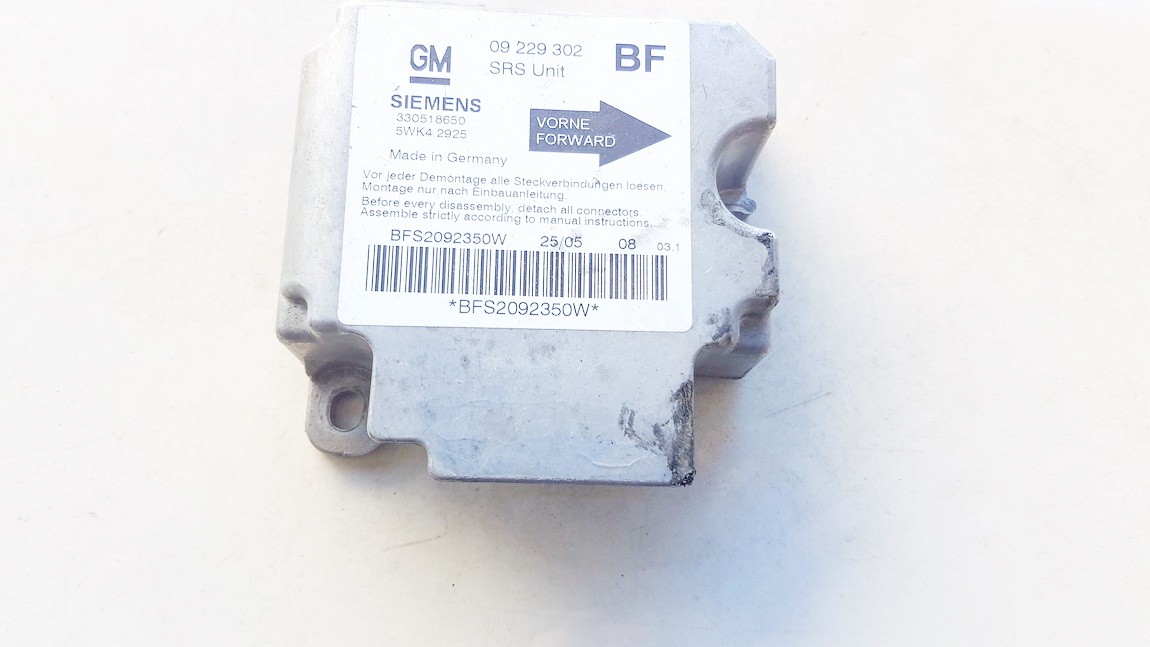 09229302BF Opel Astra 2004 CENTRALITA AIRBAG