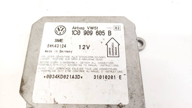 1C0909605B Volkswagen Passat 2001 Airbag crash sensors module - Thumbnail 3