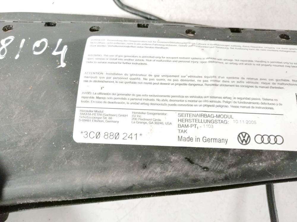 3C0880241 Volkswagen Passat 2005 Seat AIRBAG - Thumbnail 3