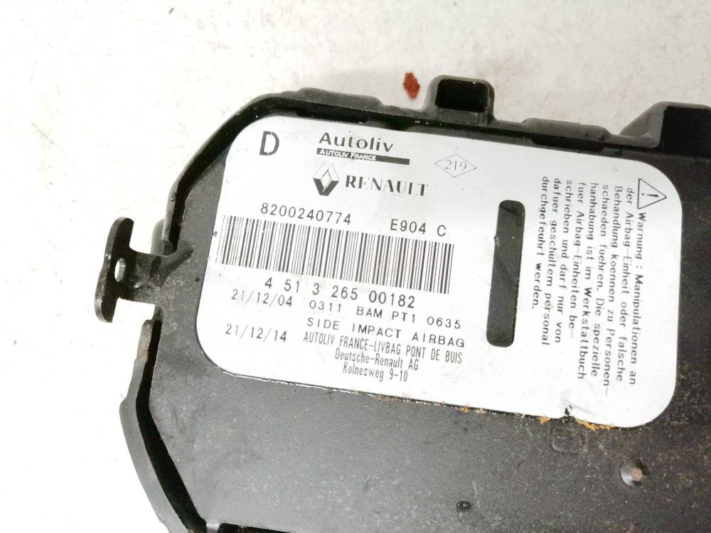 8200240774 Renault Espace 2005 Sitz AIRBAG - Thumbnail 3