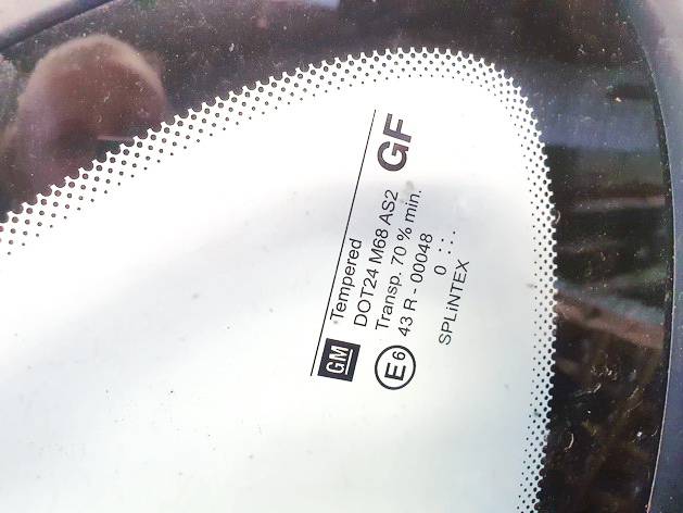 DOT24M68AS2 Opel Vectra 2001 Aizmugurējais virsbūves sānu stikls - AIZMUGURE PA KREISI - Thumbnail 3