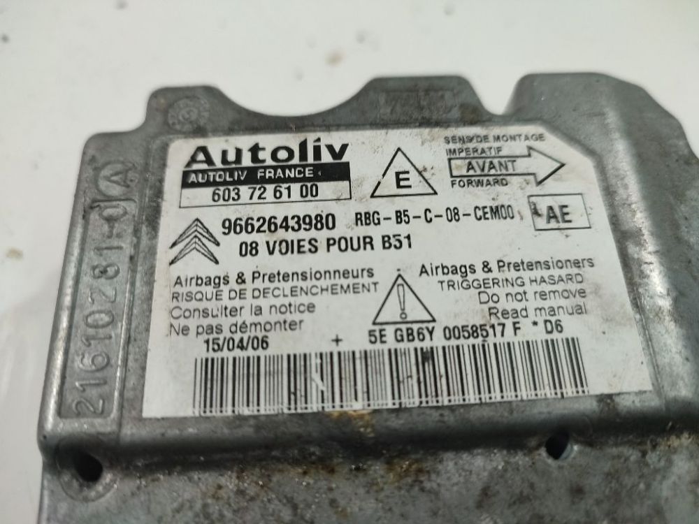 603726100 Citroen C4 2006 Блок управления AIR BAG - Thumbnail 4