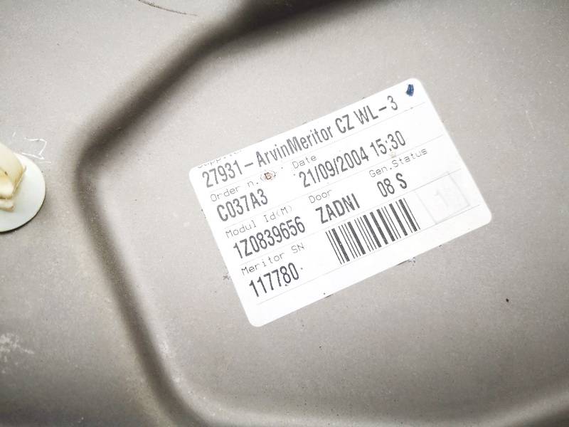 1Z0839656 Skoda Octavia 2004 Door winder mechanism (Window Regulator) - REAR RIGHT - Thumbnail 3