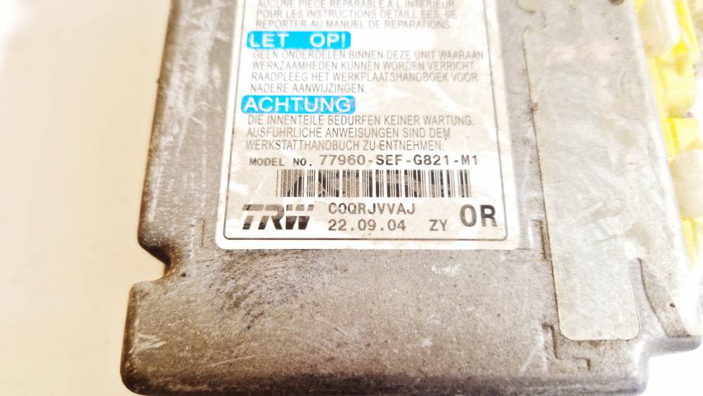 77960SEFG821M1 Honda Accord 2005 Komputer SRS airbag – moduł sterujący poduszek powietrznych - Thumbnail 2