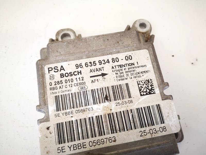 9663593480 Peugeot 207 2008 Airbag crash sensors module - Thumbnail 2
