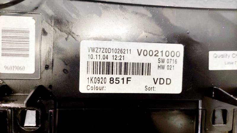 1K0920851F Volkswagen Golf 2005 Щиток приборов - Автомобильный спидометр - Thumbnail 3