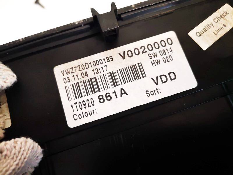 1T0920861A Volkswagen Touran 2004 Speedometers - Cockpit - Speedo Clocks Instrument - Thumbnail 3