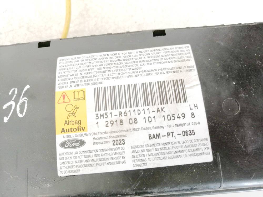 3M51R611D11AK Ford C-MAX 2008 Sedynes Airbag SRS - Thumbnail 3