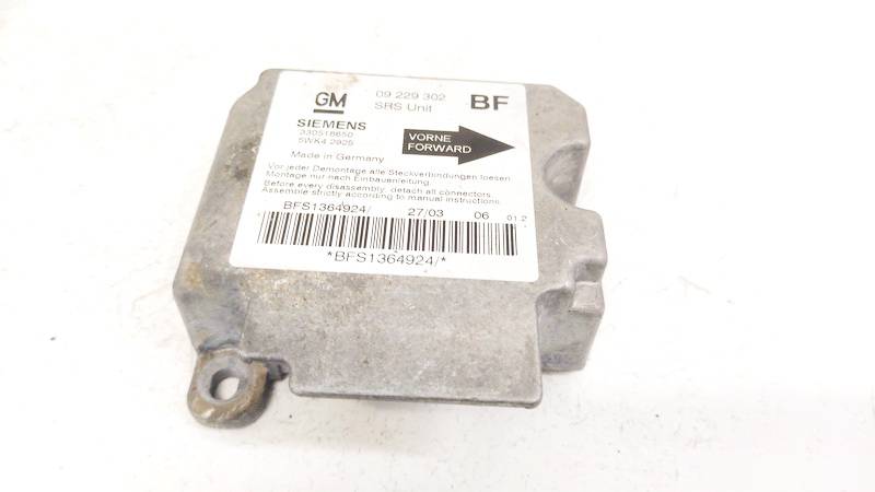 09229302 Opel Astra 2003 SRS gaisa spilvena dators – gaisa spilvenu vadības bloks